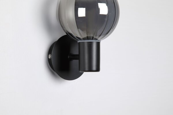 Wandlampe Metall Rauchglas Schwarz G9 IP44 H:12,4 cm