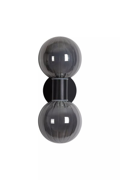 Wandlampe Metall Rauchglas Schwarz G9 IP44 H:28 cm