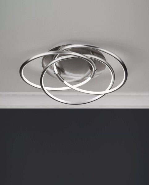LED Deckenlampe 3000K Metall Silber Ø48 cm Lichtring