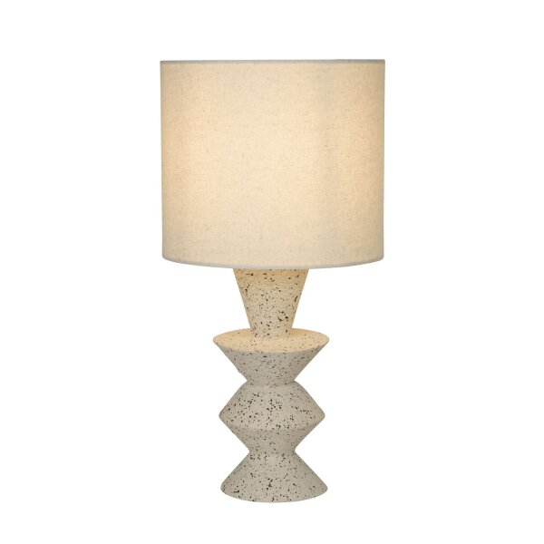 Tischlampe Leinen Stoff Beige E27 H:40,5 cm blendarm