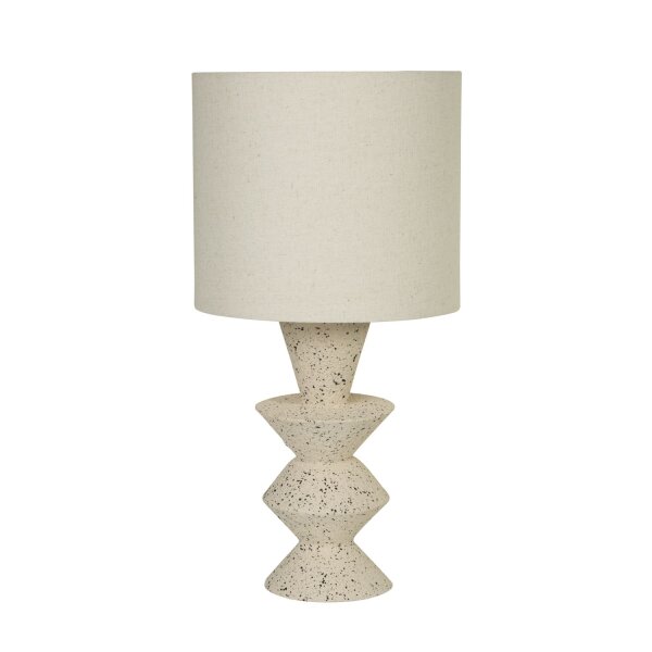 Tischlampe Leinen Stoff Beige E27 H:40,5 cm blendarm