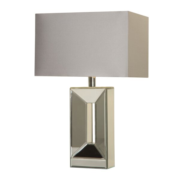 Tischlampe Schalter Kunstseide Chrom Silber E27 H:44 cm