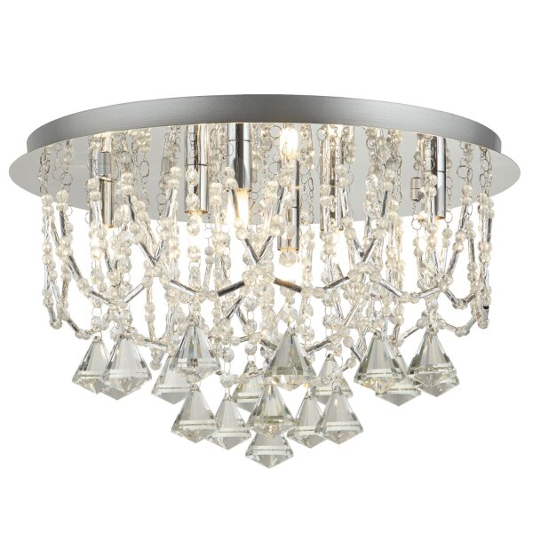 Deckenlampe Metall Kristallglas Chrom G9 Ø45 cm rund