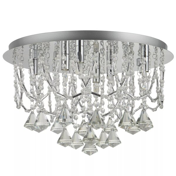 Deckenlampe Metall Kristallglas Chrom G9 Ø45 cm rund