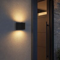 LED Au&szlig;enleuchte Up Down 3000K Schwarz IP44 T:7,7 cm