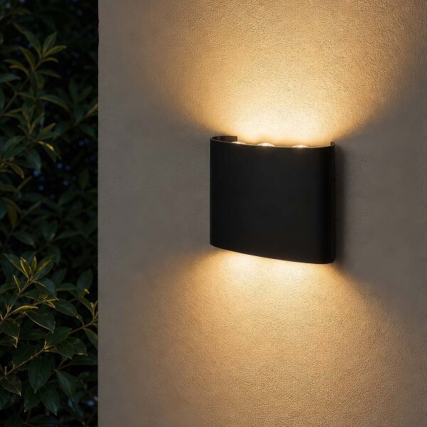 LED Außenwandleuchte Up Down 3000K Schwarz IP44 B:17 cm