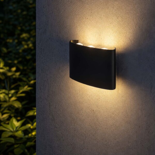 LED Außenwandleuchte Up Down 3000K Schwarz IP44 B:17 cm