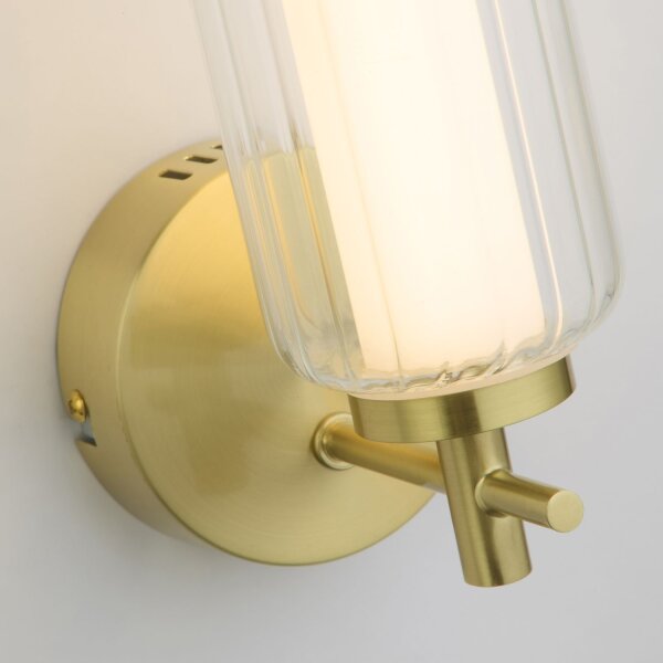 LED Wandlampe dimmbar 3000K Glas Metall Messing H:32 cm