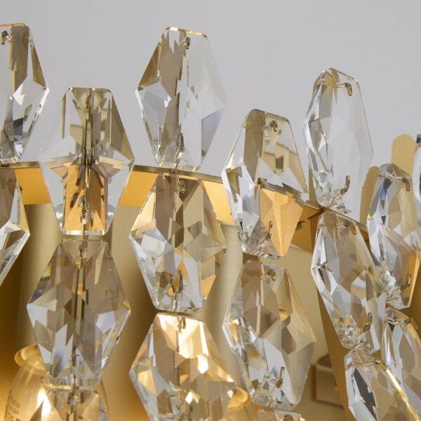 Wandleuchte Glas Metall Kristall Gold matt E14 T:19 cm