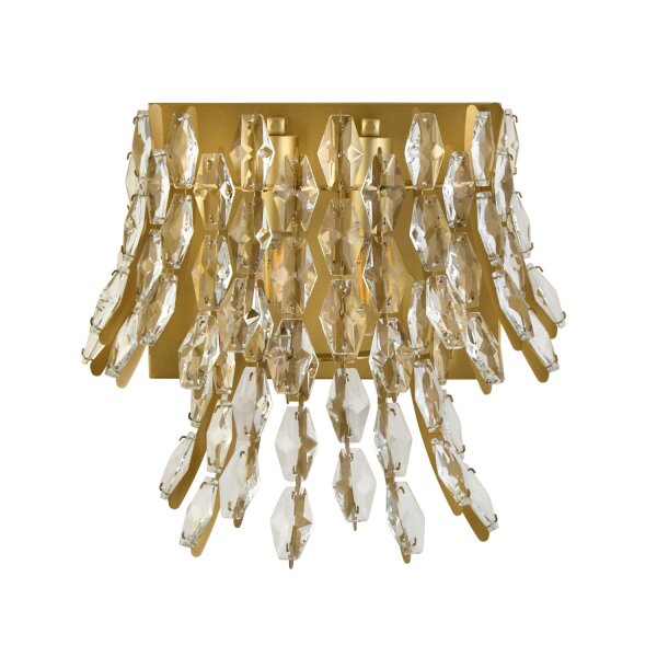 Wandleuchte Glas Metall Kristall Gold matt E14 T:19 cm