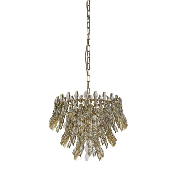 Pendelleuchte Glas Metall Gold matt E14 Ø45 cm klar