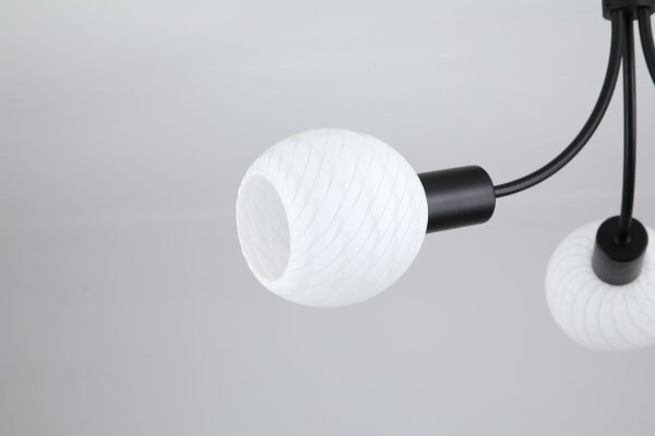 Deckenlampe Glas Metall Schwarz Weiß E14 L:52 cm modern
