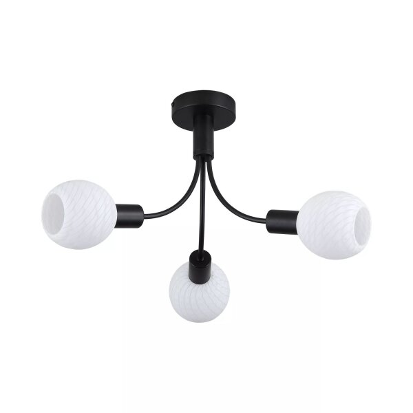 Deckenlampe Glas Metall Schwarz Weiß E14 L:52 cm modern
