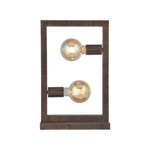 Tischlampe Metall Rostbraun E27 H:46 cm Kabelschalter