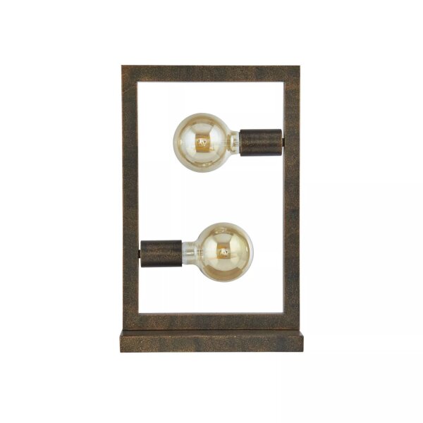Tischlampe Metall Rostbraun E27 H:46 cm Kabelschalter