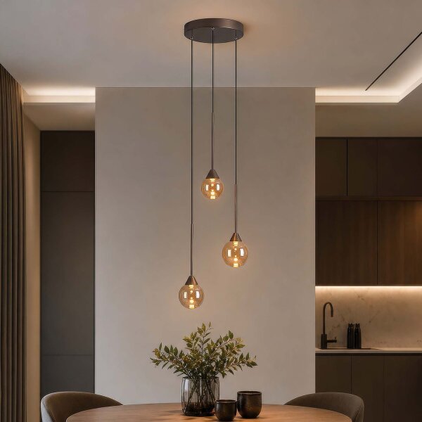 LED Hängelampe 2700-4000K Glas Bronze Champagner Ø40 cm