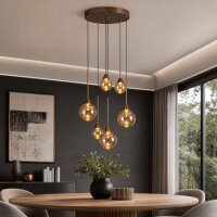 LED H&auml;ngelampe 2700-4000K Glas Bronze Champagner &Oslash;50 cm