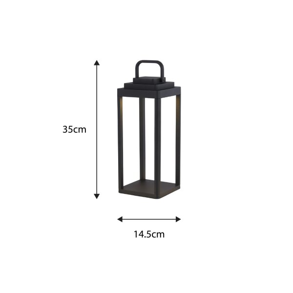 LED Tischleuchte Akku 3000K Aluminium Glas Schwarz IP54