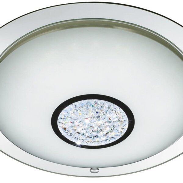 LED Deckenlampe 4000K Glas Metall Chrom IP44 Ø41 cm
