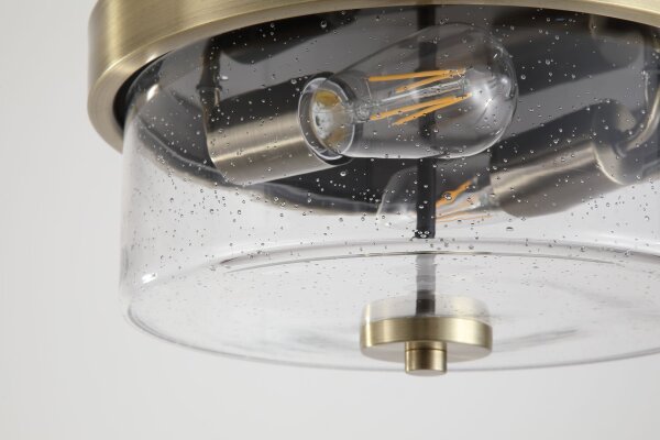 Deckenlampe Klarglas Blasenglas Messing Antik E27 IP44