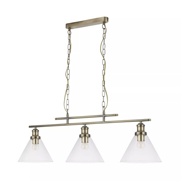 Pendelleuchte Glas Metall Messing Antik E27 L:95 cm
