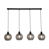 H&auml;ngelampe Metall Rauchglas Schwarz E27 L:110 cm modern