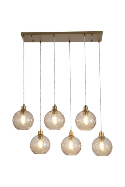 Hängelampe Glas Metall Gold Champagner E27 L:95 cm