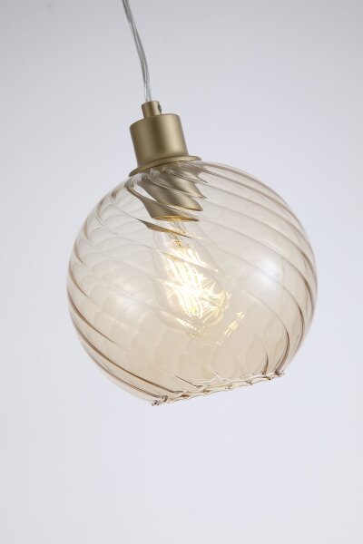 Hängelampe Glas Metall Gold Champagner E27 Ø20 cm Kugel