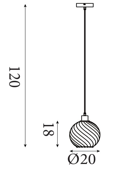Hängelampe Metall Rauchglas Schwarz E27 Ø20 cm Kugel
