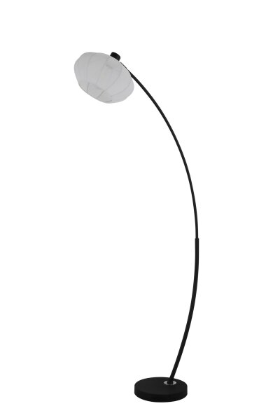 Bogenlampe Fußschalter Stoff Schwarz Weiß E27 H:156 cm