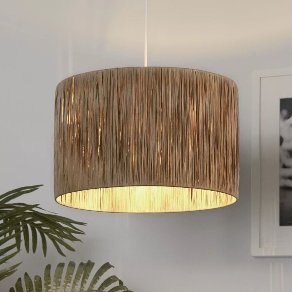 Lampenschirm Raffia Geflecht Natur E14 E27 H:22 cm Loft