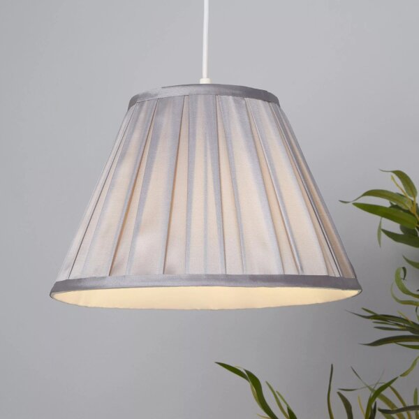 Lampenschirm Seide Silber E14 E27 Ø30 cm Plissee Loft