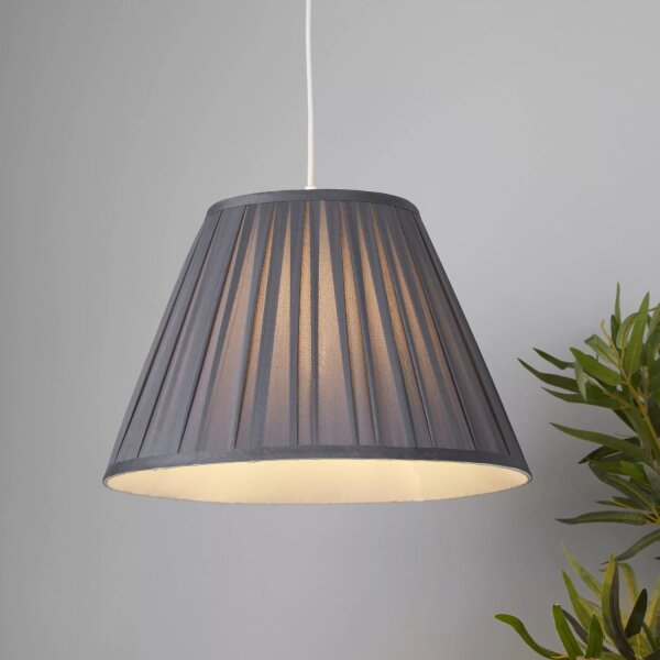 Lampenschirm Seide Anthrazit E14 E27 Ø40 cm Plissee