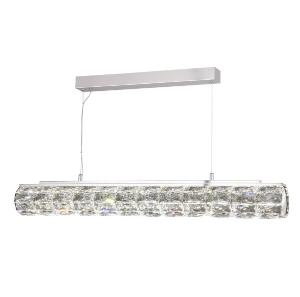 LED Hängelampe 3000K Glas Metall Kristall Chrom L:91 cm