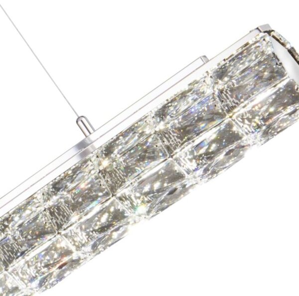 LED Hängelampe 3000K Glas Metall Kristall Chrom L:91 cm