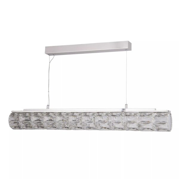 LED Hängelampe 3000K Glas Metall Kristall Chrom L:91 cm