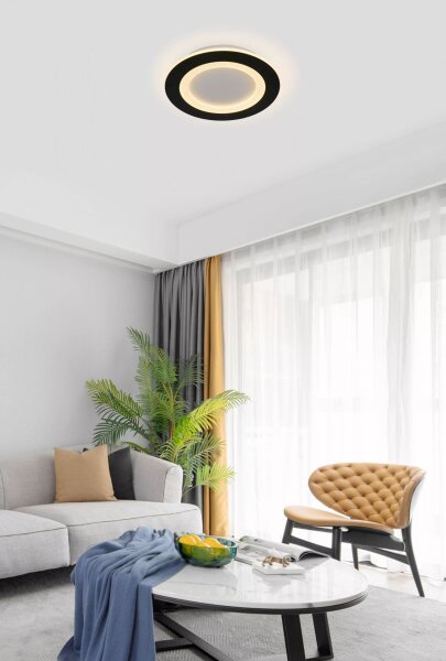 LED Deckenleuchte dimmbar 3000-6500K Schwarz Ø25 cm