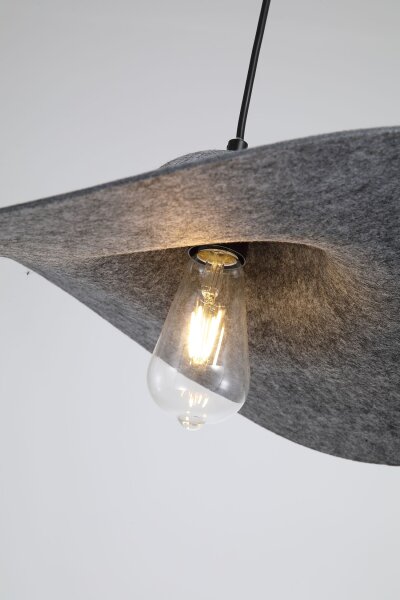 Pendelleuchte Metall Filz Schwarz E27 L:47 cm modern