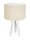 Lampe de table tripode Cr&egrave;me Blanc Bois 46cm R&eacute;tro AYLMER