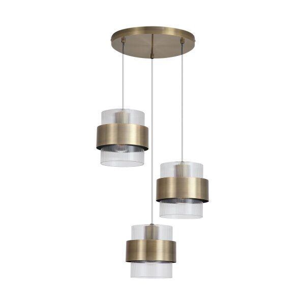 Hängelampe Glas Metall Messing Antik E27 Ø42 cm klar