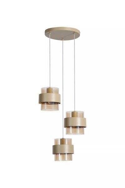 Pendelleuchte Glas Sandfarben Bernstein E27 Ø42 cm rund