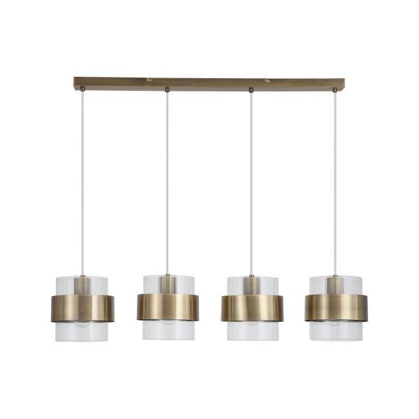 Pendelleuchte Glas Metall Messing Antik E27 L:93 cm