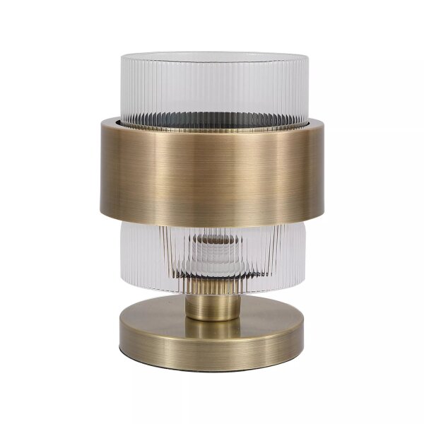 Tischleuchte Glas Messing Antik E27 H:23,8 cm Modern