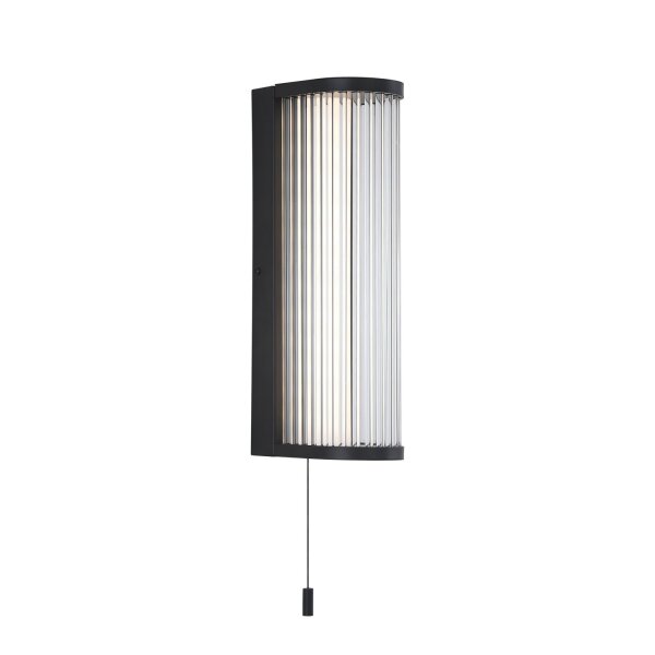 LED Wandlampe Zugschalter 3000K Glas Schwarz H:35 cm