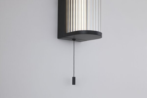 LED Wandlampe Zugschalter 3000K Glas Schwarz H:35 cm