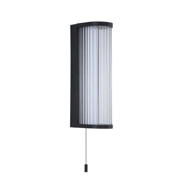 LED Wandlampe Zugschalter 3000K Glas Schwarz H:35 cm