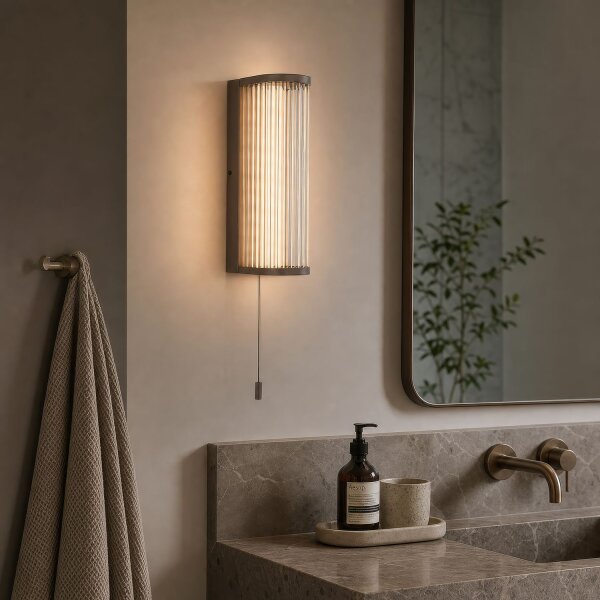 LED Wandleuchte Zugschalter 3000K Glas Gold H:35 cm