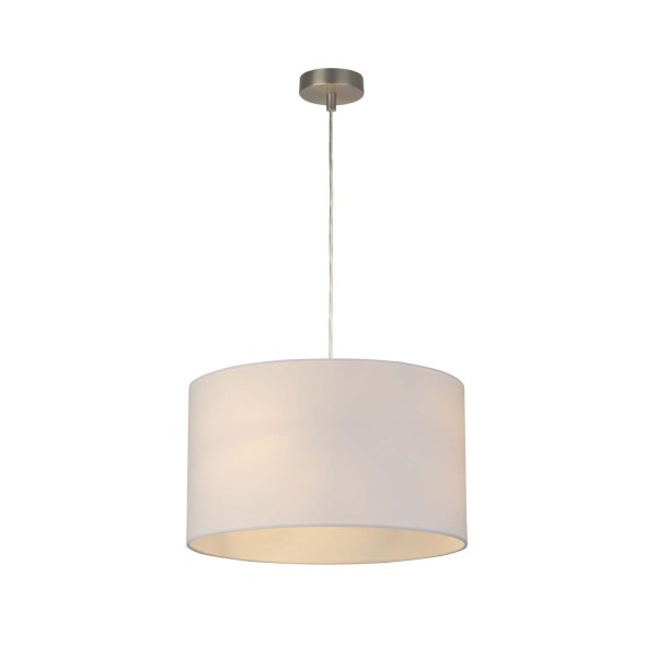Pendelleuchte Stoffschirm Nickel E27 Ø21 cm Zylinder