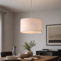 Pendelleuchte Stoffschirm Nickel E27 &Oslash;21 cm Zylinder