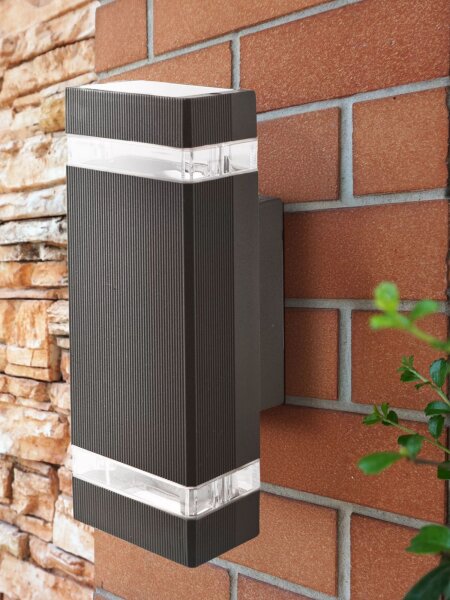 Außenleuchte Aluminium Glas Schwarz GU10 IP44 H:24 cm